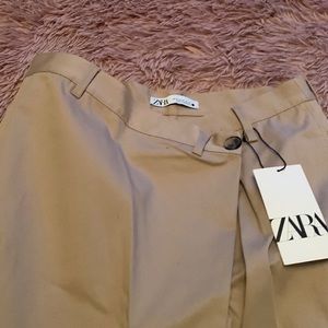 Zara crooked waist wide leg khakis